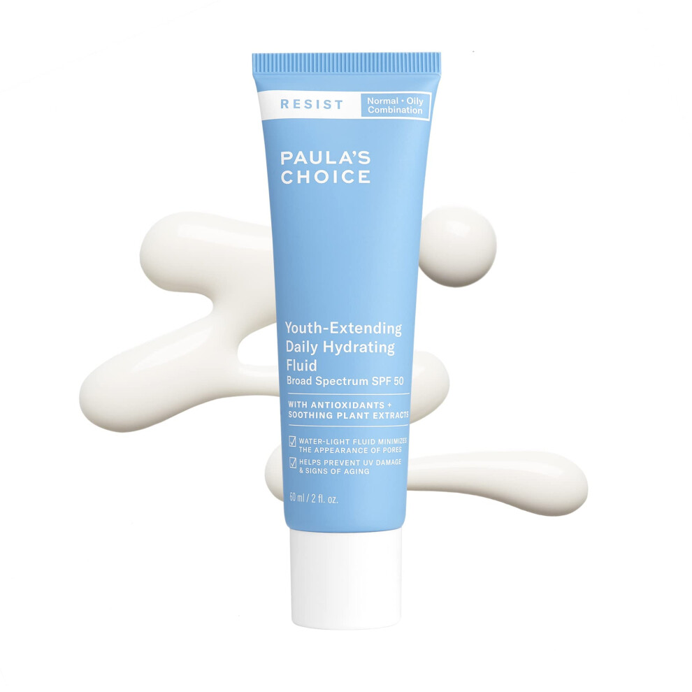 Paula's Choice RESIST Daily Hydrating Fluid Face Moisturizer SPF 50  UVA & UVB Protection  Chamomile & Vitamin E  Sunscreen for Oily Skin  2 Ounc