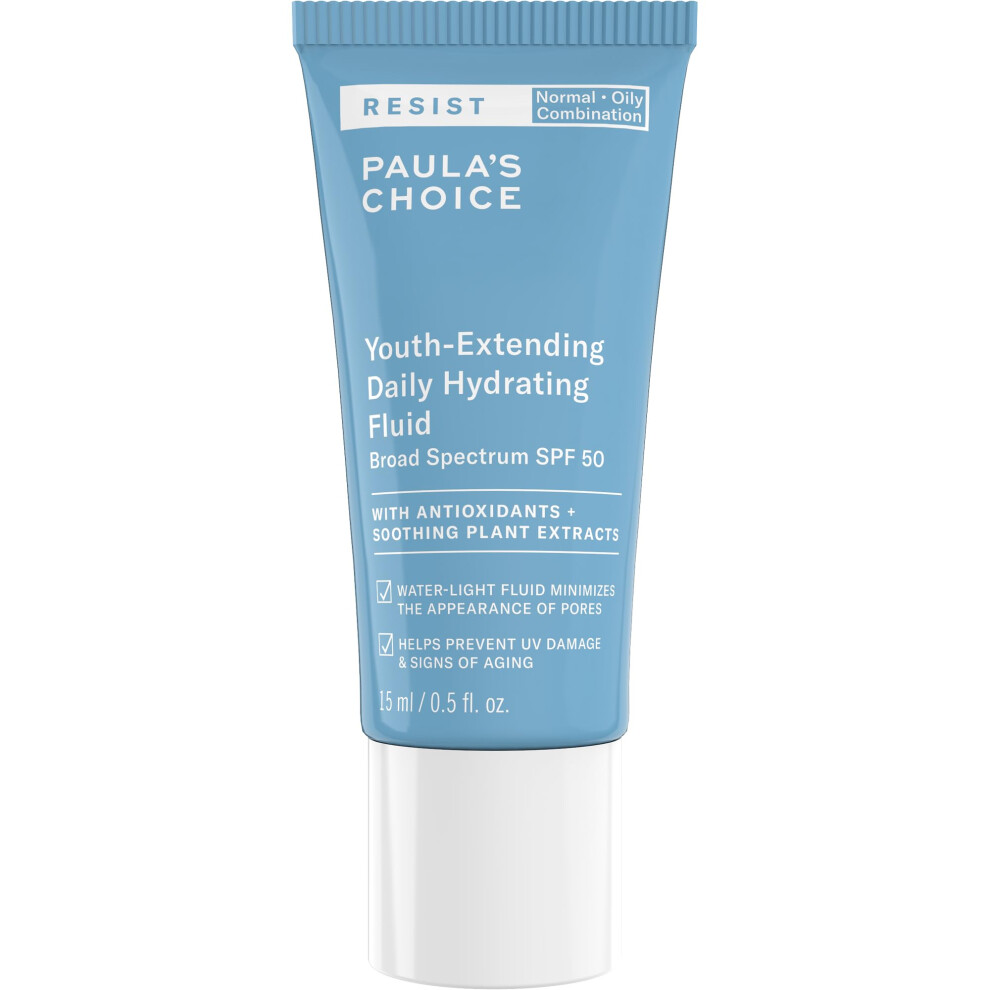 Paula's Choice RESIST Daily Hydrating Fluid Face Moisturizer SPF 50  UVA & UVB Protection  Chamomile & Vitamin E  Lightweight Sunscreen for Oily