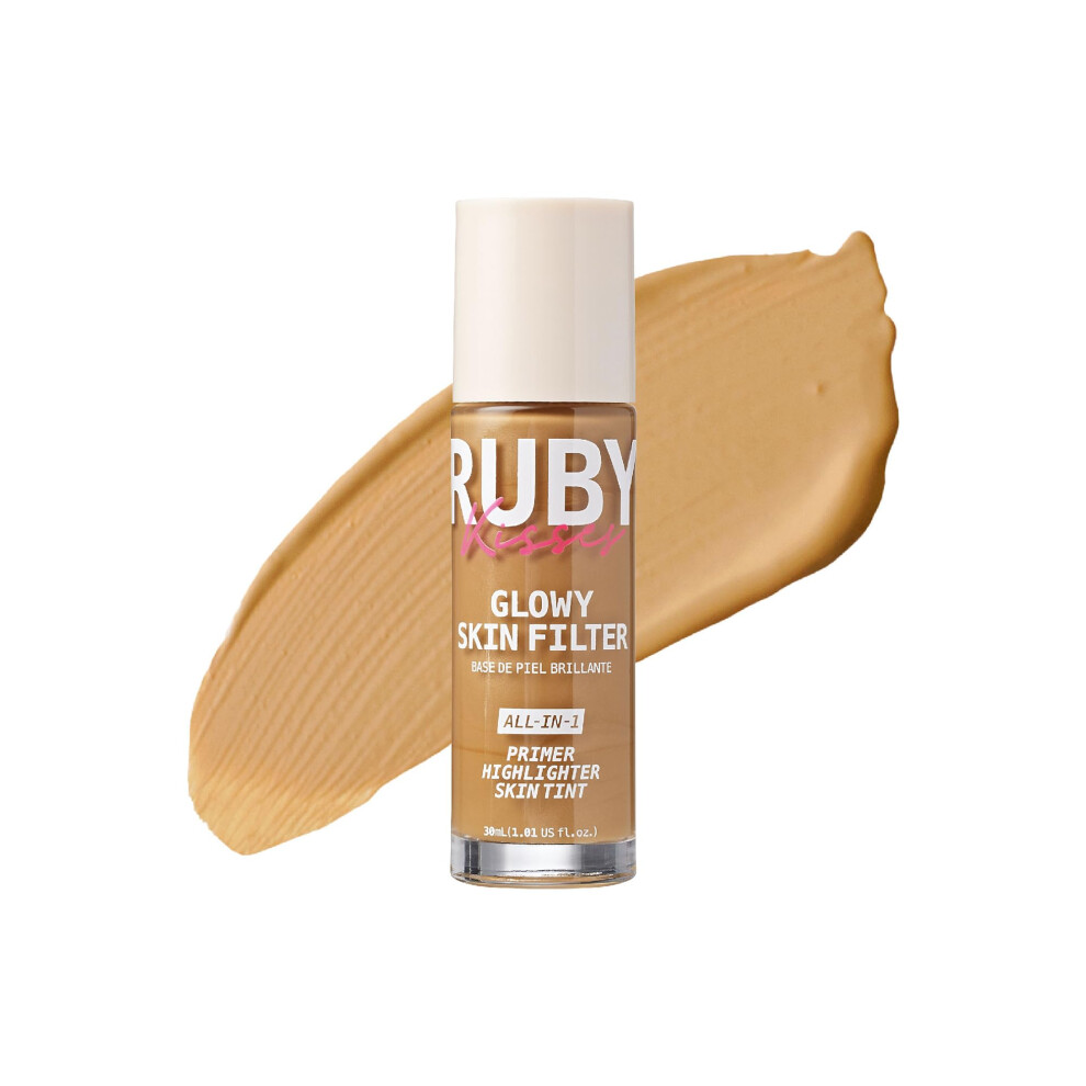 Ruby Kisses Light Glowy Skin Filter Foundation - All-In-1 Primer Skin Tint & Highlighter Hydrating Coverage With Squalane Natural Dewy Finish