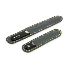 GERMANIKURE Black Glass Nail File Set in Leather Cases - Ethically Made in Czech Republic - 2pc Fingernail File & Small Travel Nail File - Profes