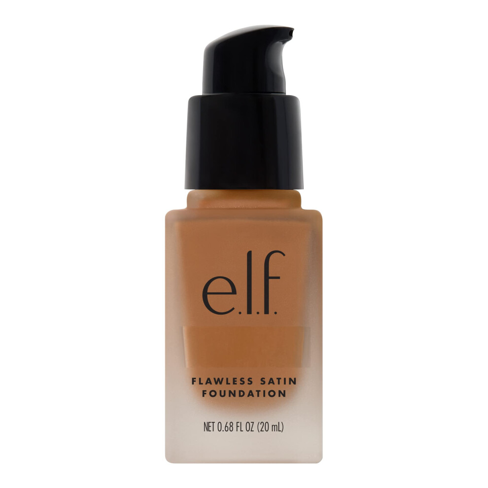 e.l.f. Flawless Satin Foundation  Lightweight & Medium Coverage  Semi-Matte Finish  Vegan & Cruelty-Free  Honey  0.68 Fl Oz (20mL)