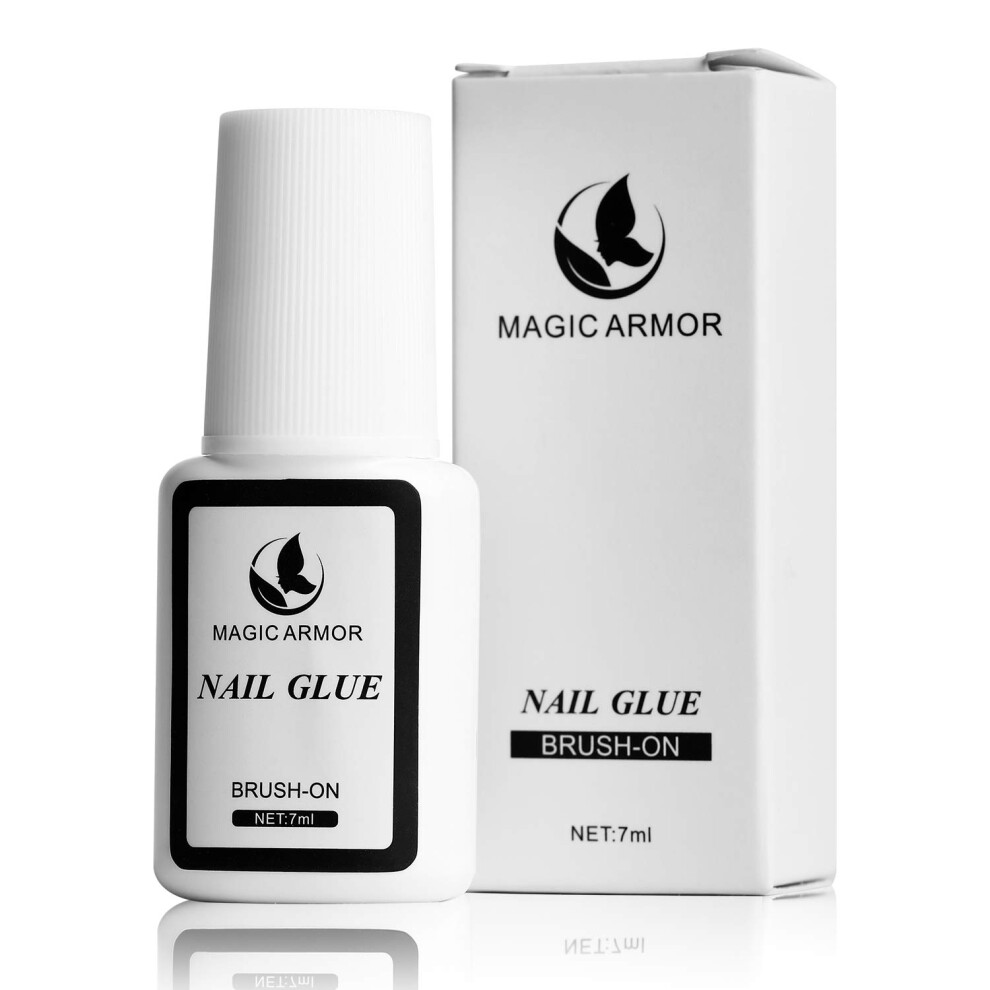Magic Armor Super Strong Nail Glue For Acrylic Nails,Nail Tips And Press On Nails Brush On Nail Glue For Press On Nails Ultra Quick Long Lasting Acryl