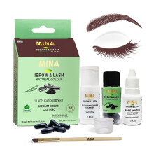Mina ibrow & Lash Tint Kit Medium Brown | Naturlig färgning för ögonbryn och fransar | Vatten- och smudge-proof