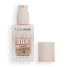 Revolution Skin Silk Serum Foundation Cobertura leve a mdia Acabamento leve e radiante contm cido hialurnico F12 tons de pele bronzeados 0,77