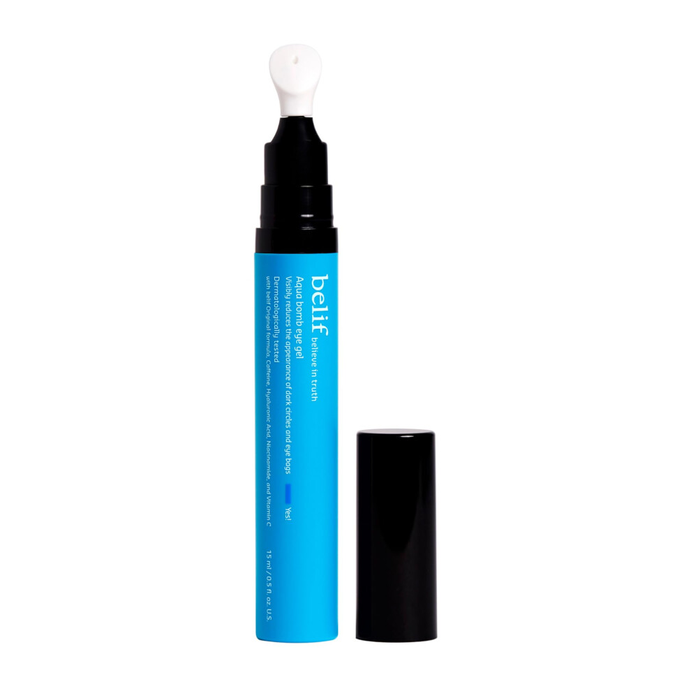 Belif Dark Aqua Bomb Cooling Eye Gel - Caffeine & Hyaluronic Acid For Puffiness & Hydration Niacinamide & Vitamin C For Circles Adenosine & Col