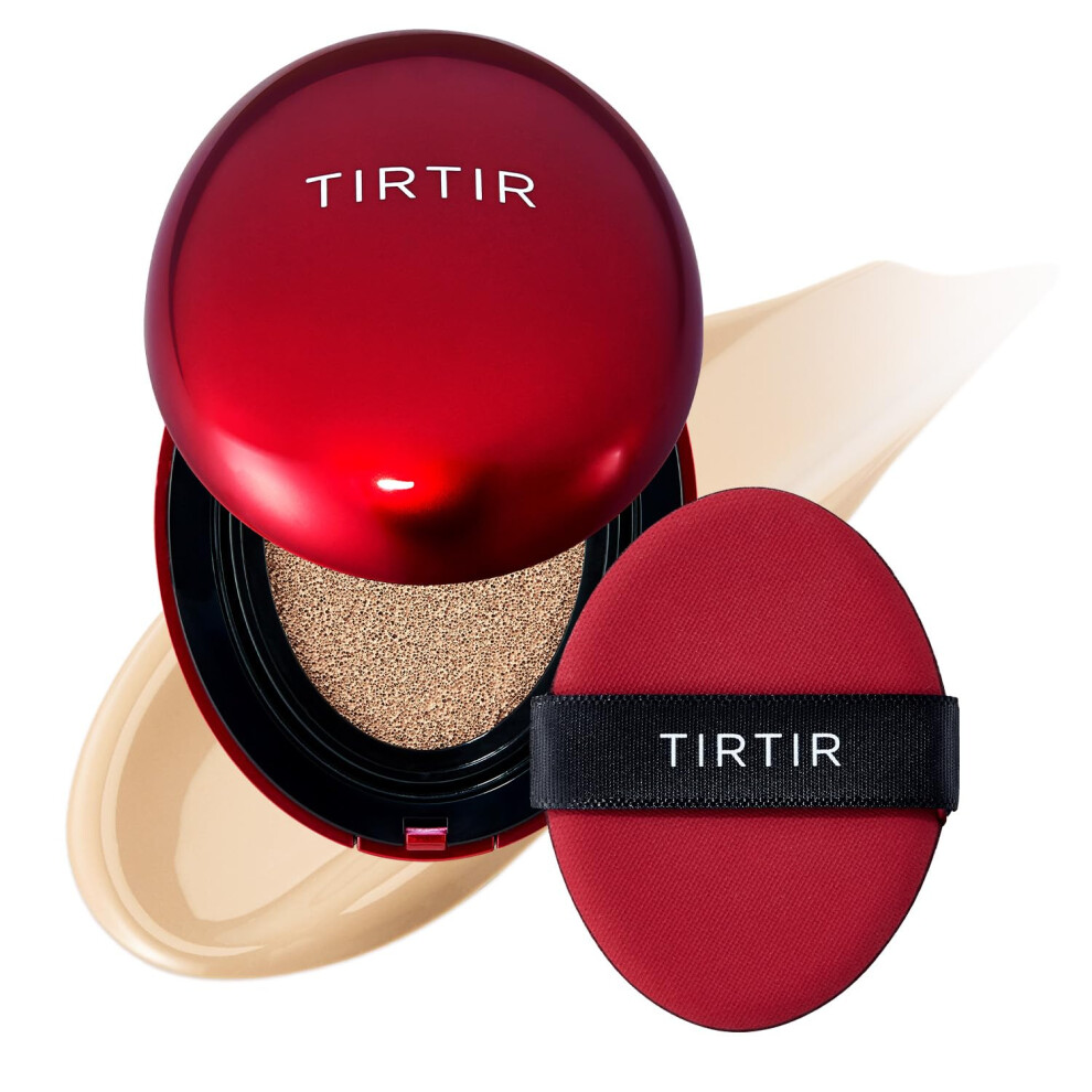 Tirtir Red Mask Fit Cushion Foundation | Japan's No.1 Choice For Glass Skin Long-Lasting Lightweight Buildable Coverage Semi-Matte (21W Natur