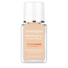 Neutrogena SkinClearing Oil-Free Acne and Blemish Fighting Liquid Foundation with Salicylic Acid Acne Medicine, Shine Controlling, for Acne Prone Skin