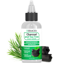 DERMOIA Srum na pokoku hlavy s drevenm uhlm + Tea Tree - Non GMO hydratacn krm pro suchou svedivou pokoku hlavy - Srum bez parfemace s Tea Tr