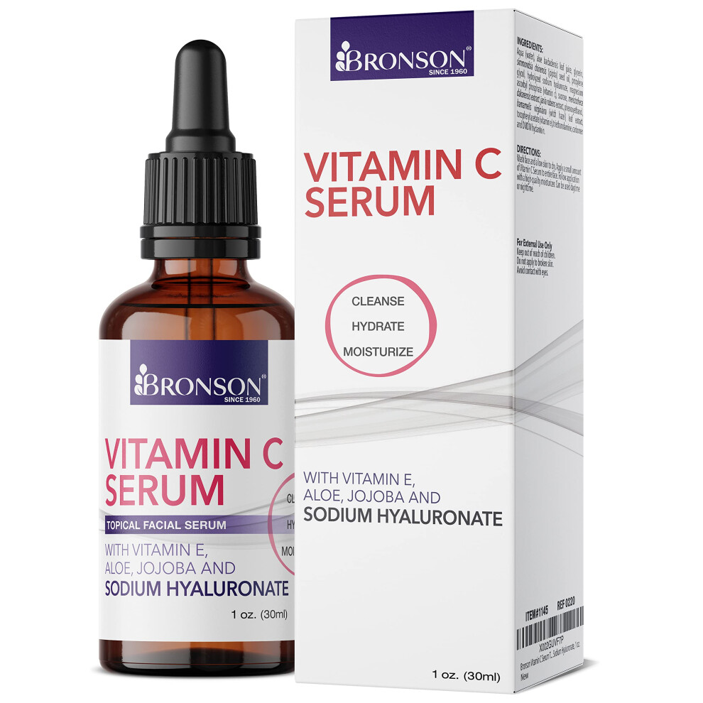 Bronson Vitamin C Serum For Face Anti Aging Facial Serum With Premium Hyaluronic Acid Vitamin E Aloe & Jojoba Hydrating & Brightening Serum F