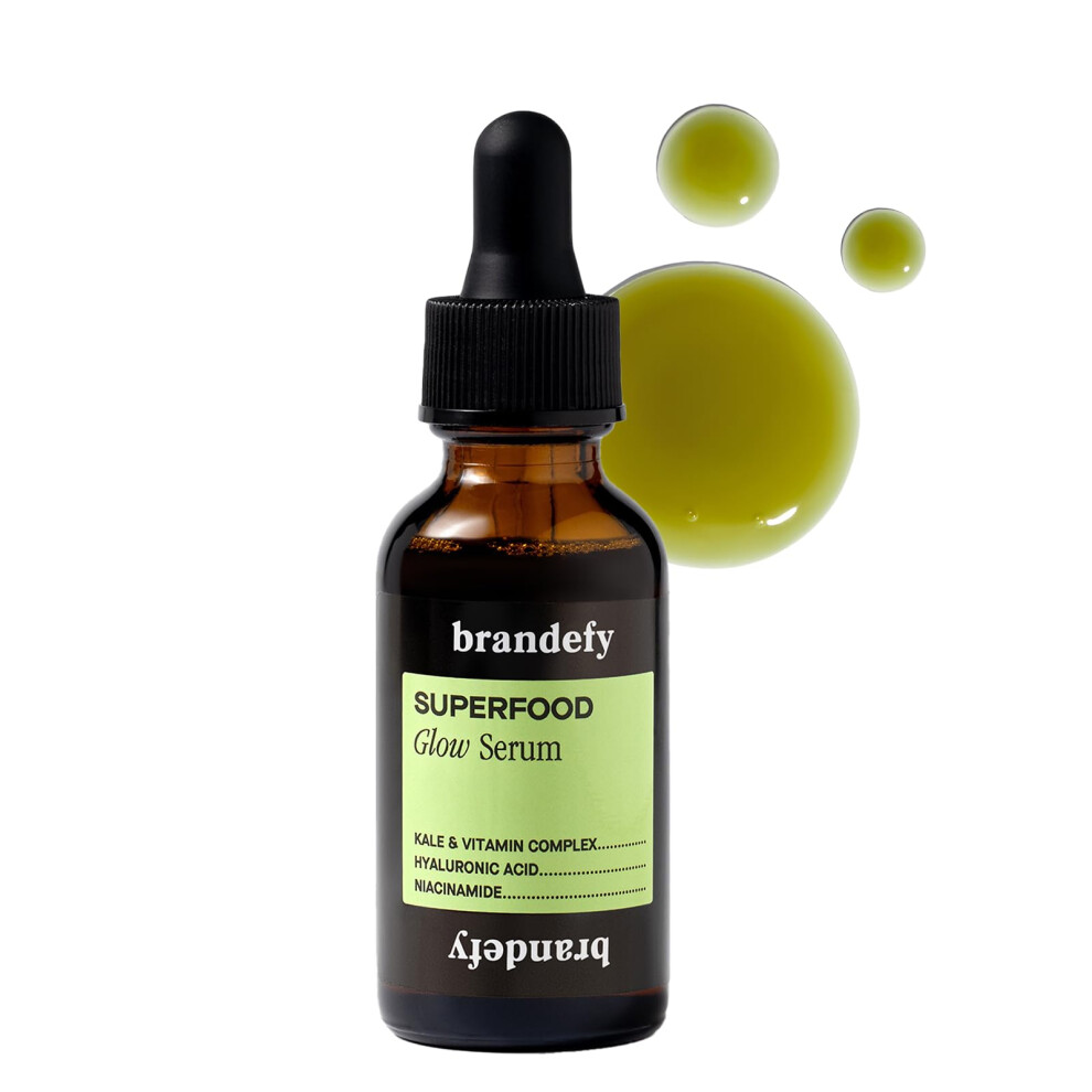 Brandefy Superfood Glow Serum - Kale & Vitamin Complex Hyaluronic Acid Niacinamide - Hydrating Antioxidant Serum For Radiant Skin Made In The