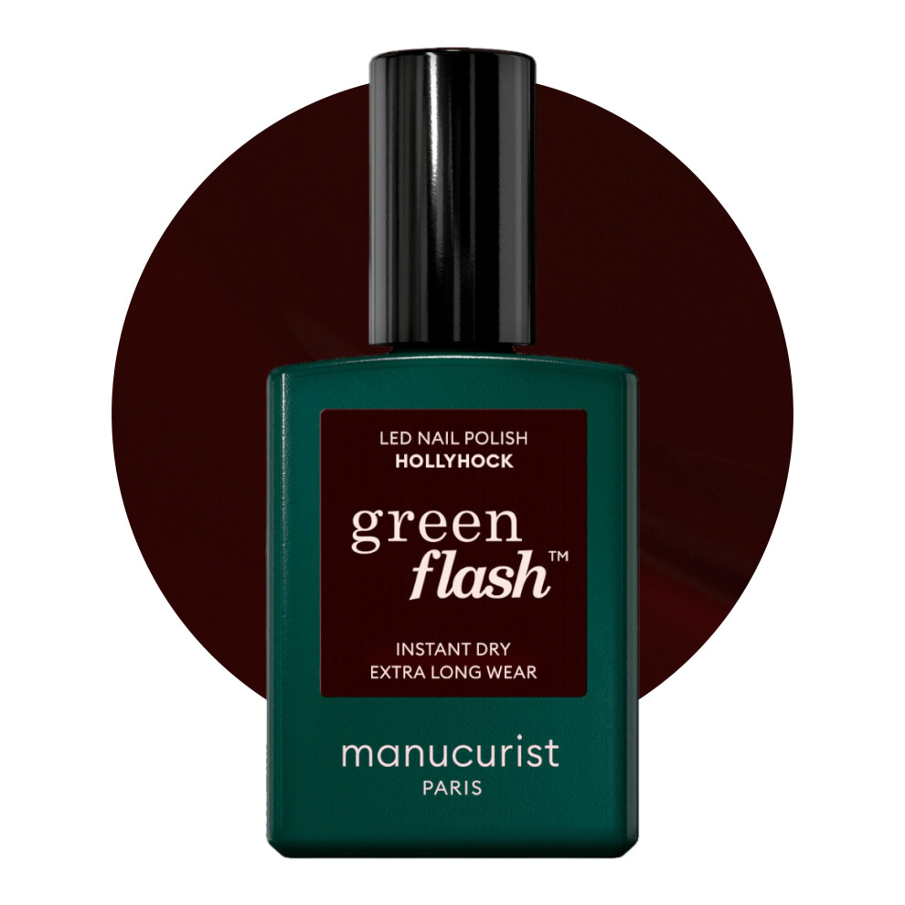 Manucurist Green Flash Led Gel Nail Polish Vegan 12-Free Plant-Based (55%) Gel Polish Made In France 0.5 Fl Oz (Hollyhock)