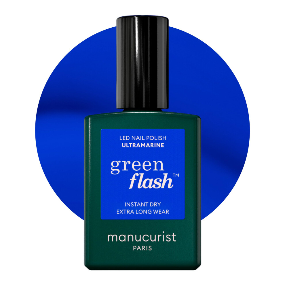 Manucurist Green Flash Led Gel Nail Polish Vegan 12-Free Plant-Based (55%) Gel Polish Made In France 0.5 Fl Oz (Ultramarine)