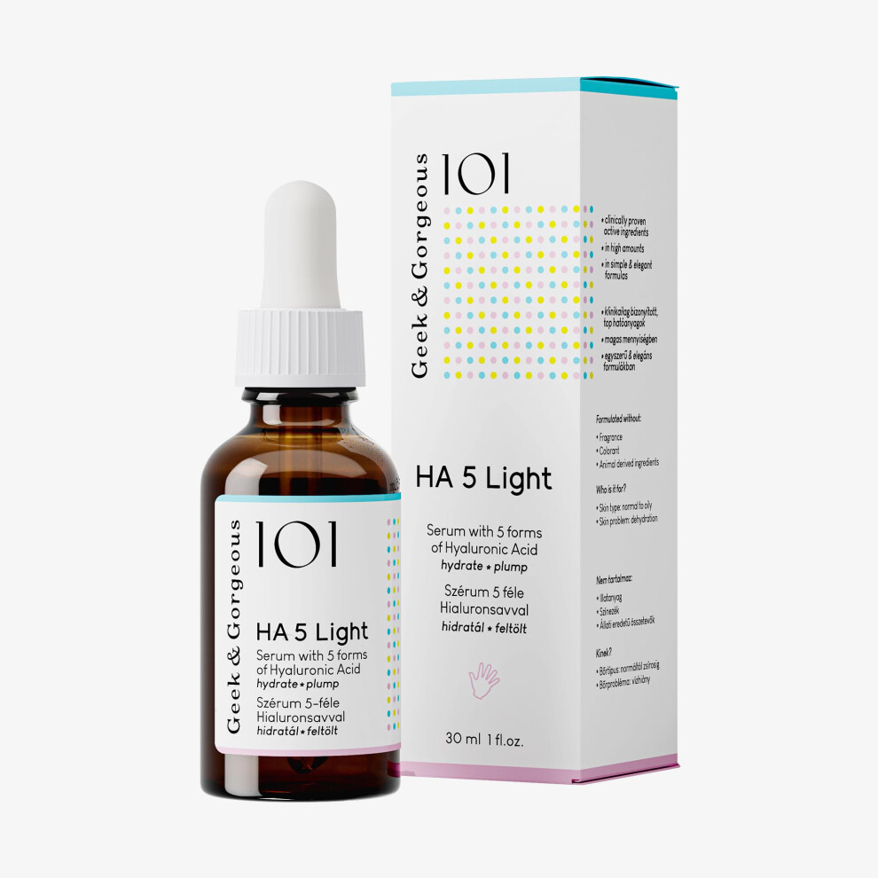 Geek & Gorgeous - Ha 5 Light - Hydrating Serum With 5 Forms Of Hyaluronic Acid - Lightweight Fast-Absorbing Formula For Softer-Looking Skin - Id