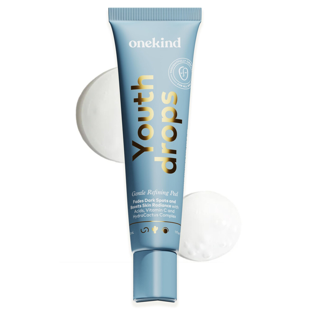 Onekind Youthdrops Night Aha Bha Gentle Resurfacing Pore Refining And Fine Lines 20% Exfoliating Serum Peel With Vitamin C Glycolic Acid Sali