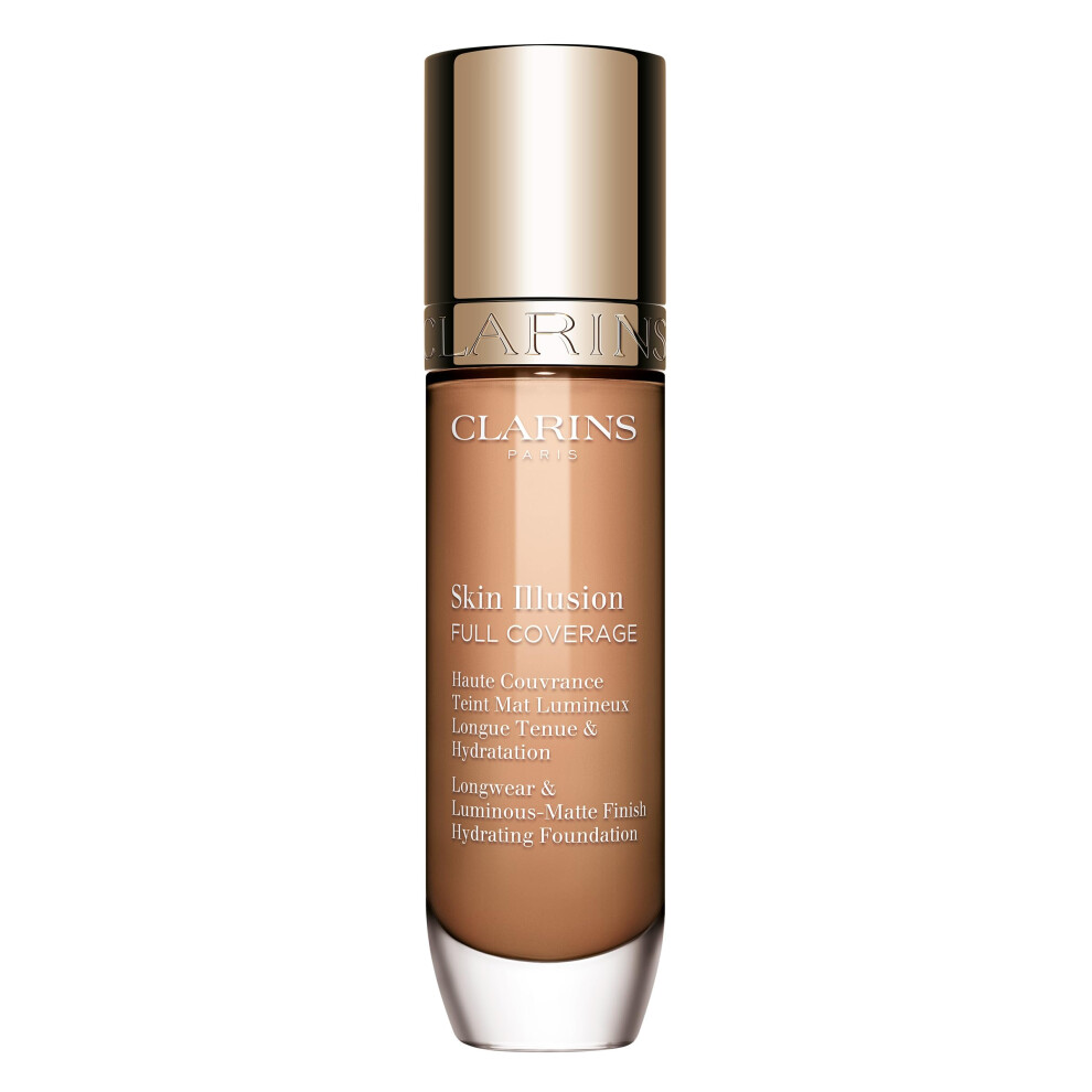 Clarins New Skin Illusion Longwear Full Coverage Foundation|Luminous Matte Finish|24H Hold And 24H Hydration|Natural Looking|Transfer Sweat And Smud