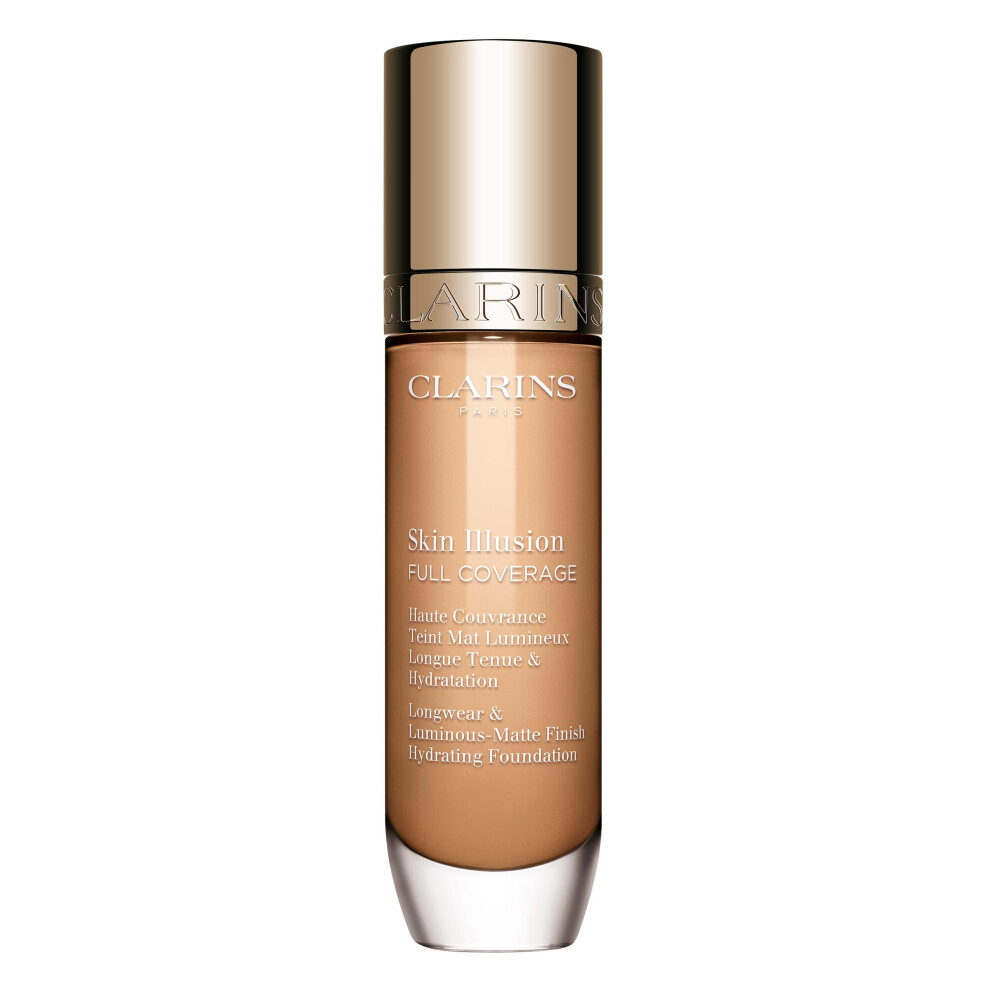 Clarins New Skin Illusion Longwear Full Coverage Foundation|Luminous Matte Finish|24H Hold And 24H Hydration|Natural Looking|Transfer Sweat And Smud