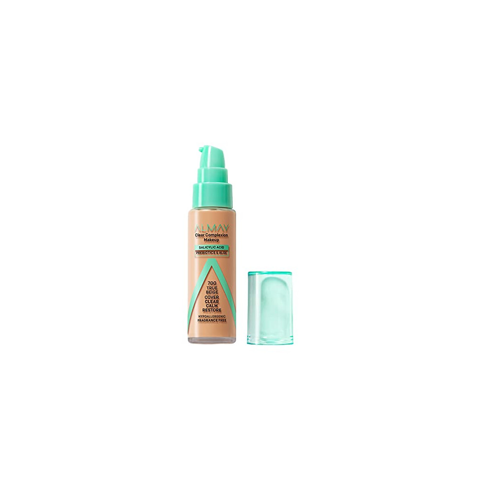 Almay Clear Complexion Acne Foundation Makeup With Salicylic Acid - Lightweight Medium Coverage Hypoallergenic -Fragrance Free For Sensitive