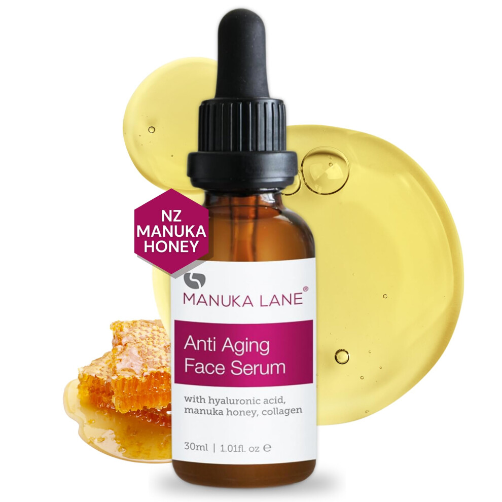 Manuka Lane Manuka Honey Face Serum With Collagen Hyaluronic Acid & Pure Honey By