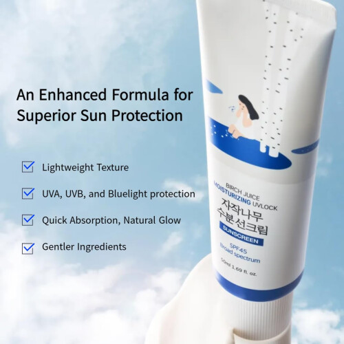 Birch Juice Moisturizing UVLock Sunscreen cu SPF 45 de Round Lab, 1.69 fl oz (50 ml) 1