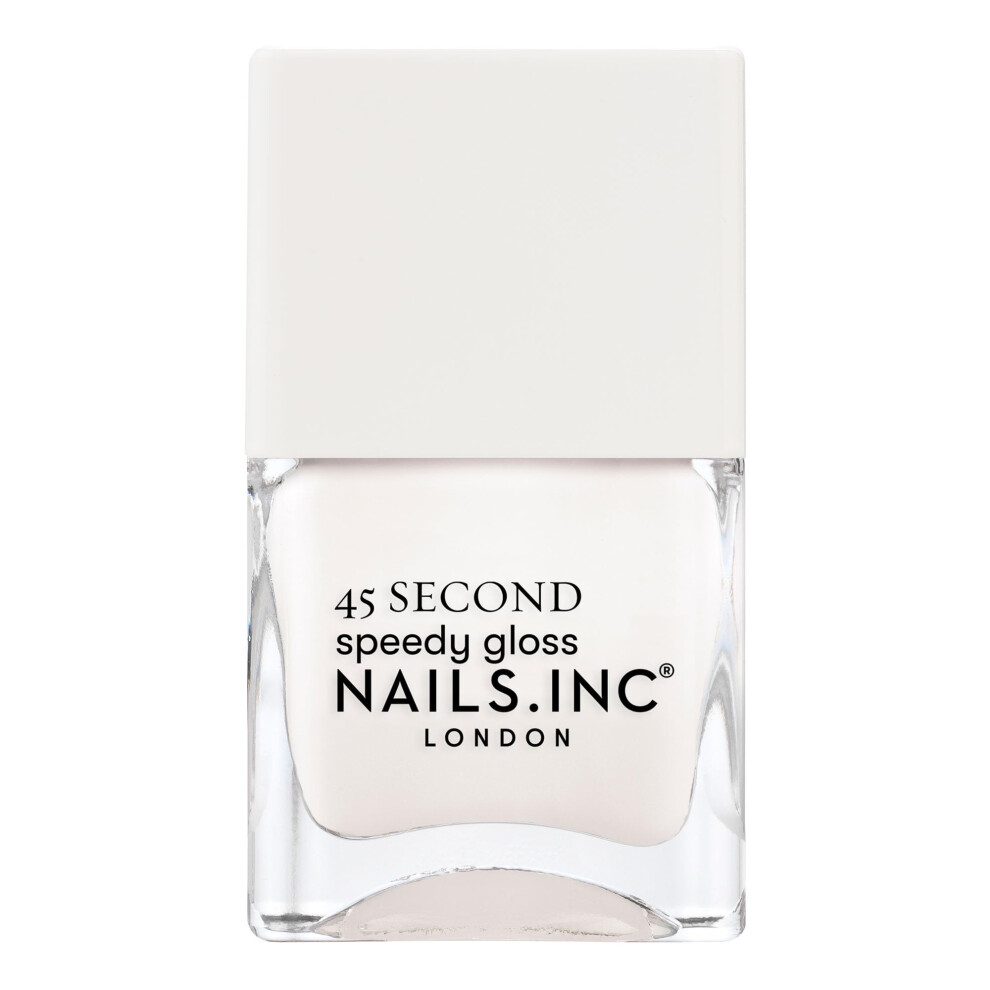 Nails Inc White 45 Second Speedy Gloss Willa Bright Glossy No Chip Long Lasting Quick Dry Air Dry Professional Manicures & Pedicures Fin