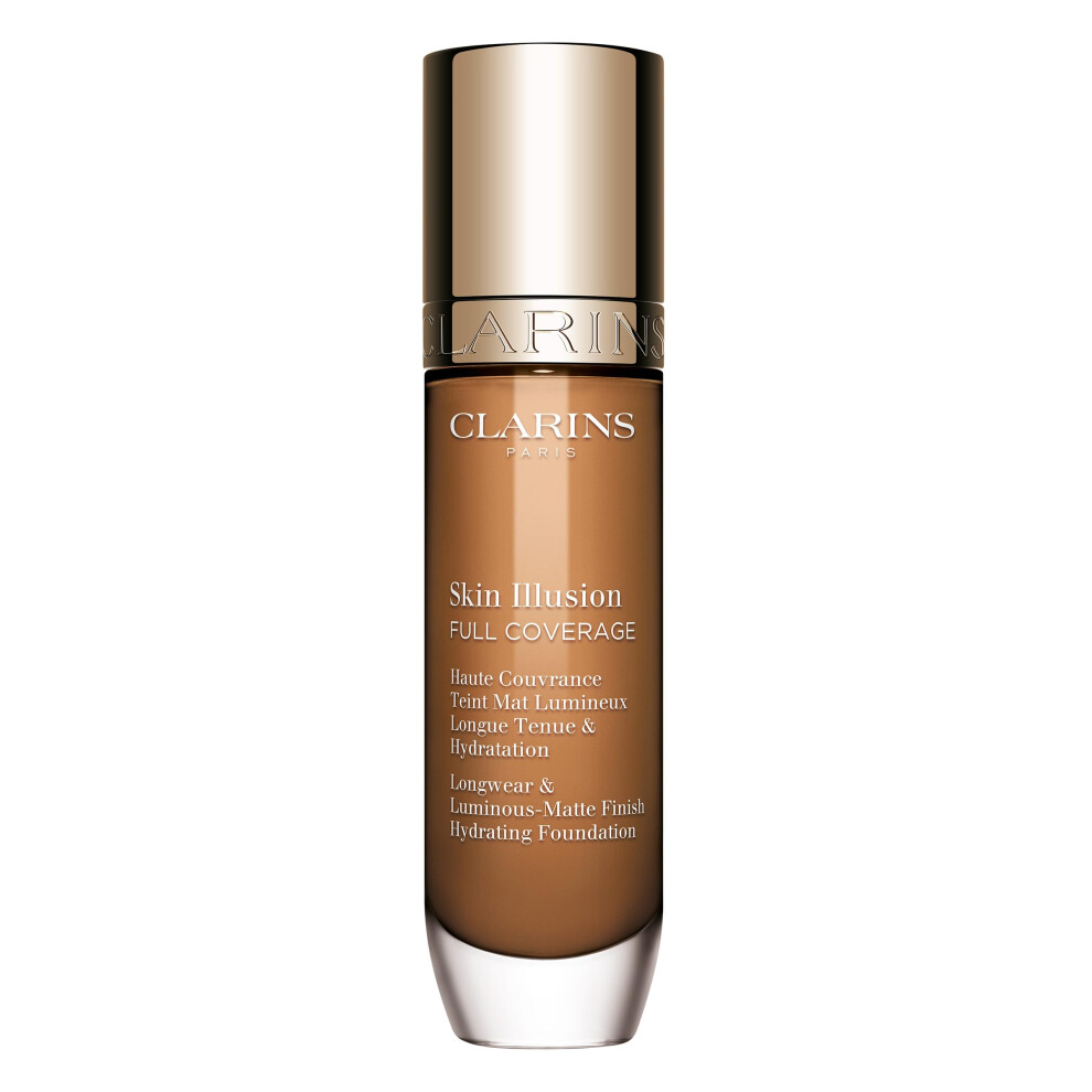 Clarins New Skin Illusion Longwear Full Coverage Foundation|Luminous Matte Finish|24H Hold And 24H Hydration|Natural Looking|Transfer Sweat And Smud
