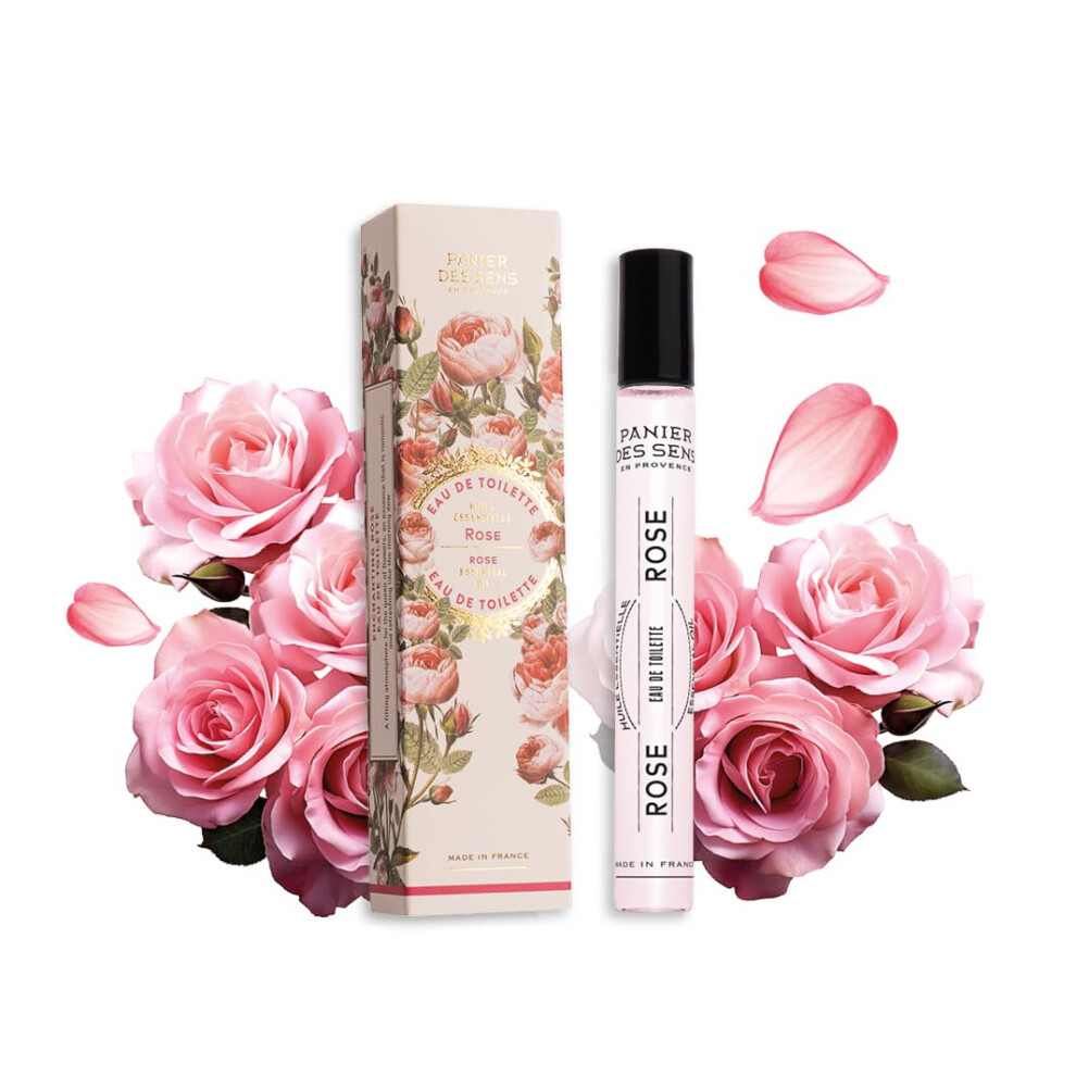 Panier Des Sens - Rose Roll-On Eau De Toilette 0.3 Floz - Floral & Feminine Fragrance - Mini Perfume For Women - Parfum Crafted In Grasse France