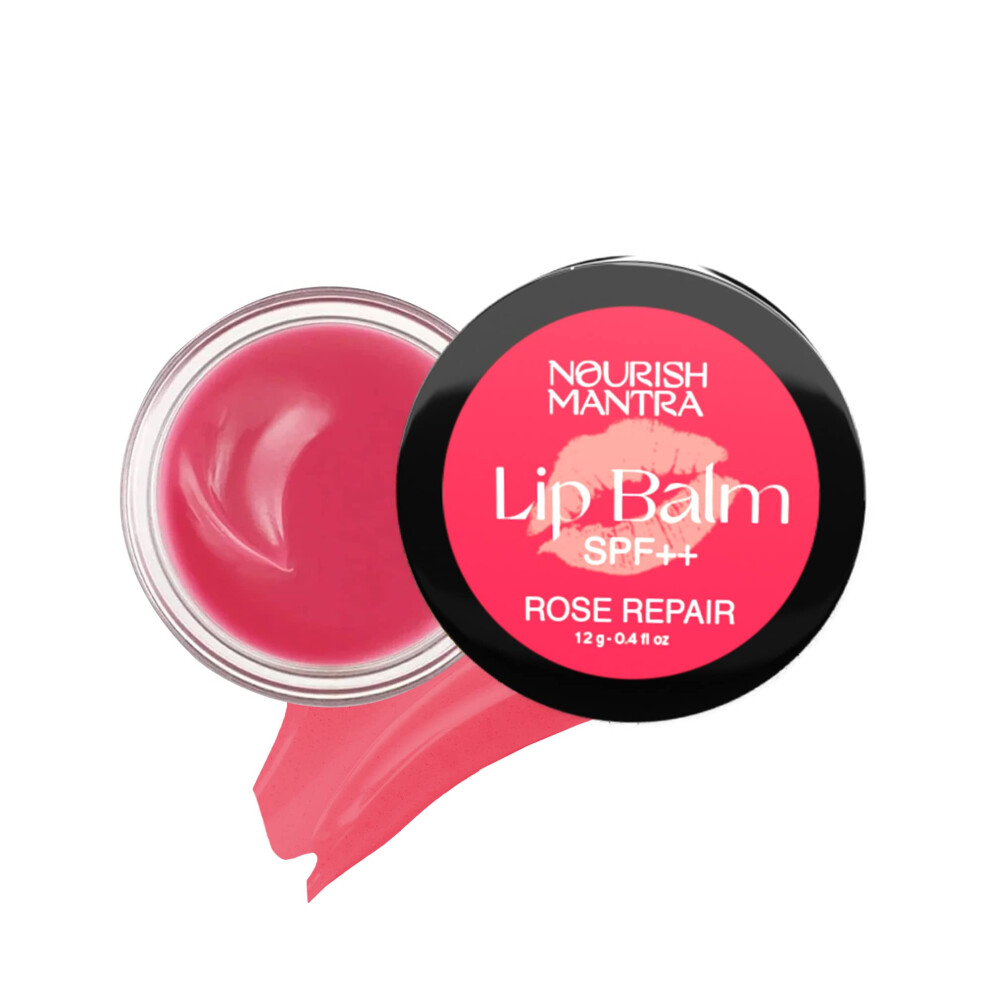 Nourish Mantra - Rose Repair Lip Balm With Spf | Made With Rose Extracts Olive Oil Shea Butter Vitamin E And Avocado Oil | For Dry Chapped An
