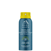 Remi + Alpi Spray per protezione solare per viso e corpo SPF 50 Dimensione di viaggio Crema solare infusa con vitamina C e antiossidanti Nessun resid