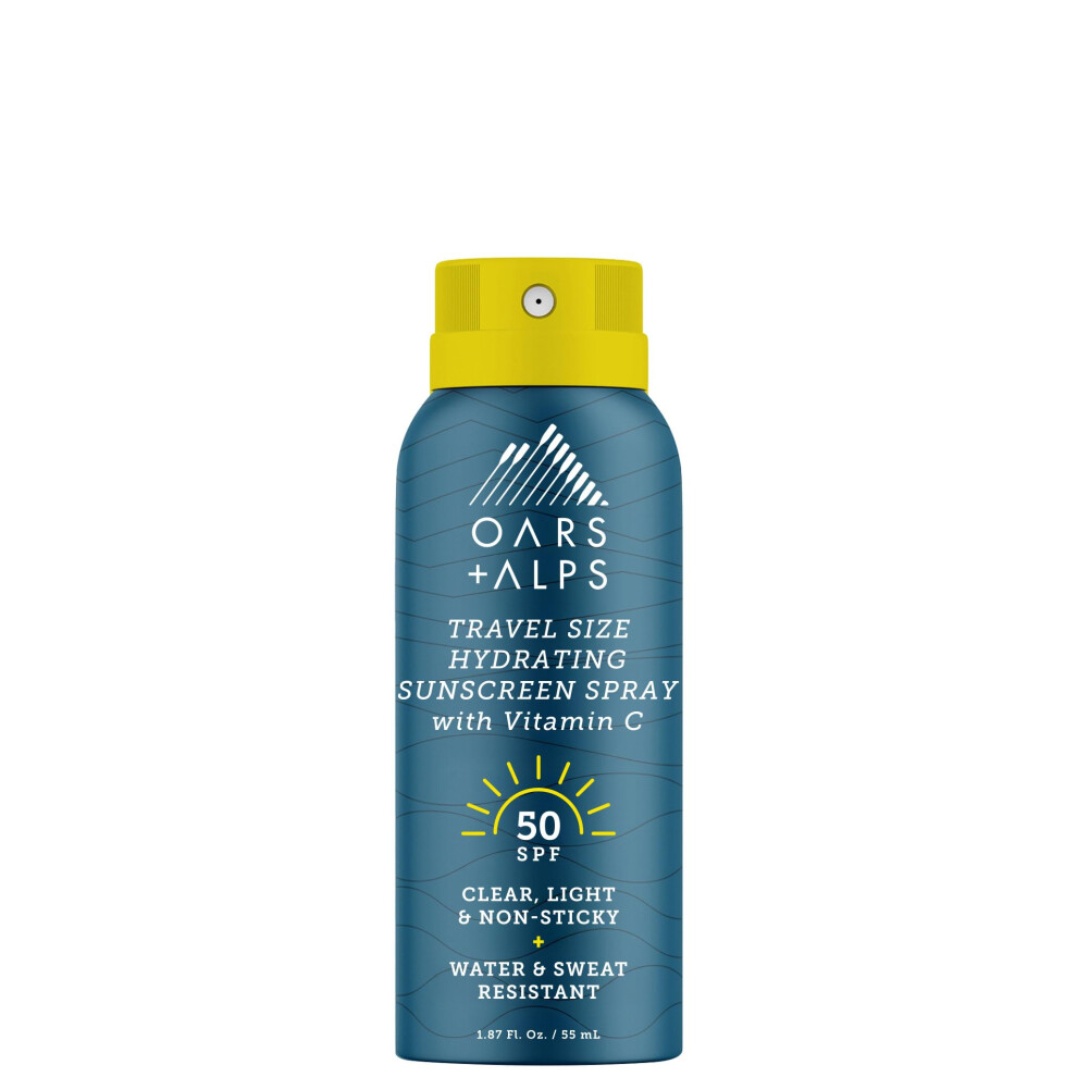 Oars + Alps Sunscreen Spray For Face & Body Spf 50 Travel Size Sunscreen Infused With Vitamin C & Antioxidants No Residue Water & Sweat Resis