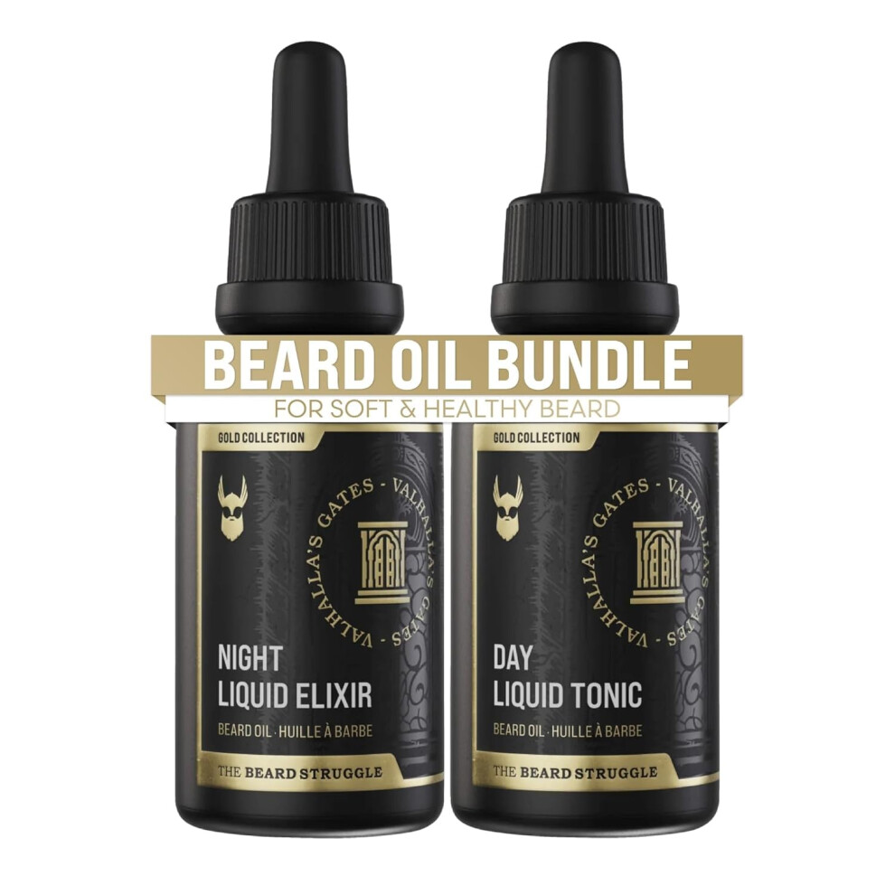 The Beard Struggle Gold Tonic + Elixir Beard Oil Bundle - Collection - Grooming Beard Oil - Softens Moisturizers And Strengthens Beard Growth
