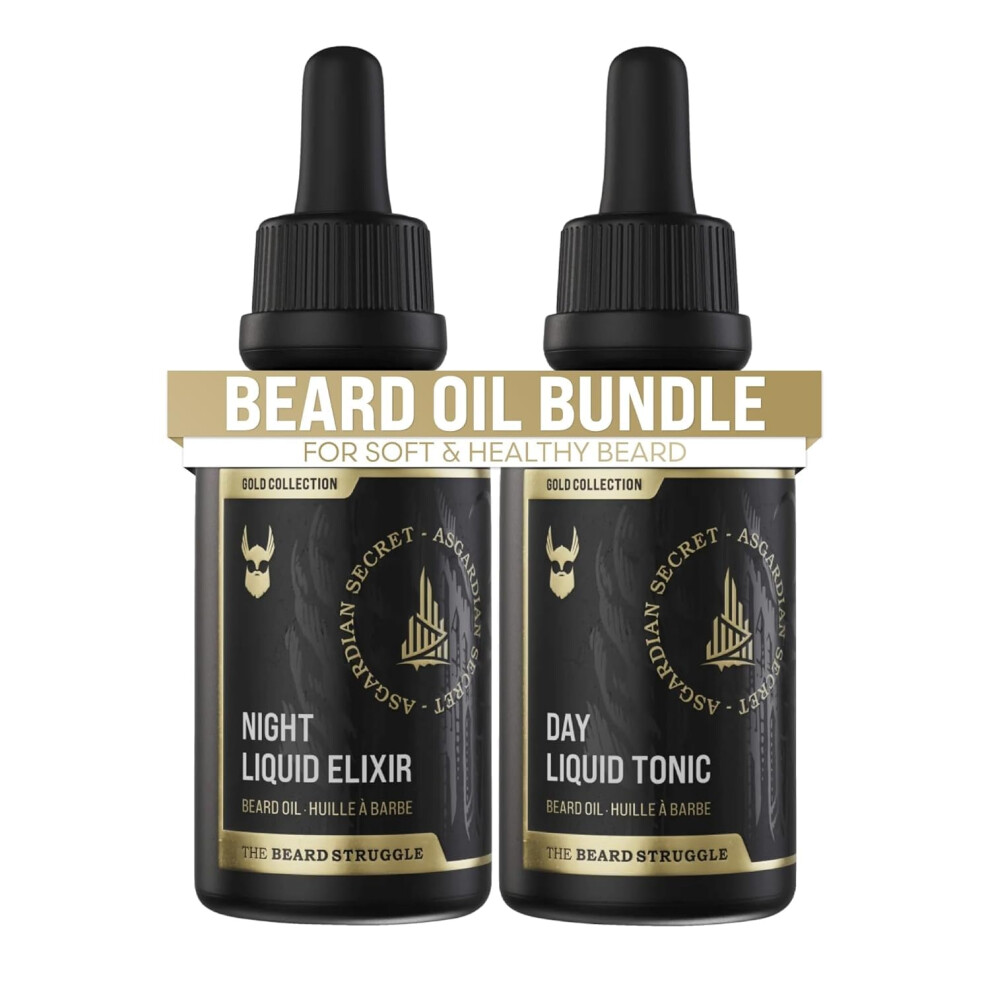 The Beard Struggle Gold Tonic + Elixir Beard Oil Bundle - Collection - Grooming Beard Oil - Softens Moisturizers And Strengthens Beard Growth