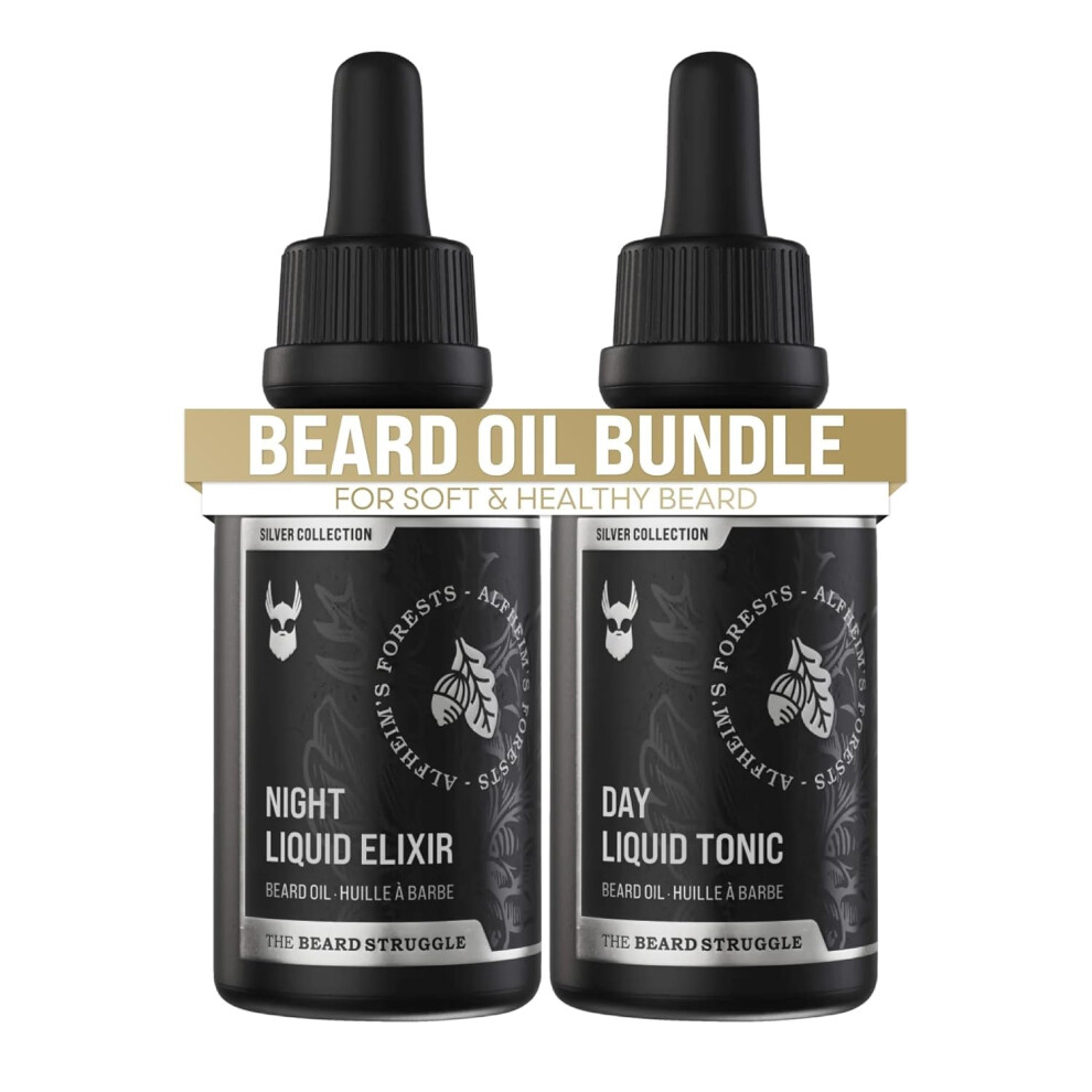 The Beard Struggle Silver Tonic + Elixir Beard Oil Bundle - Collection - Grooming Beard Oil - Softens Moisturizers And Strengthens Beard Growth