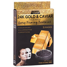 Luxusn pletov maska ??Azure Cosmetics 24K Gold a kavir proti strnut Hydratacn a zpevnujc pletov maska ?? Pomh redukovat vrsky a jemn