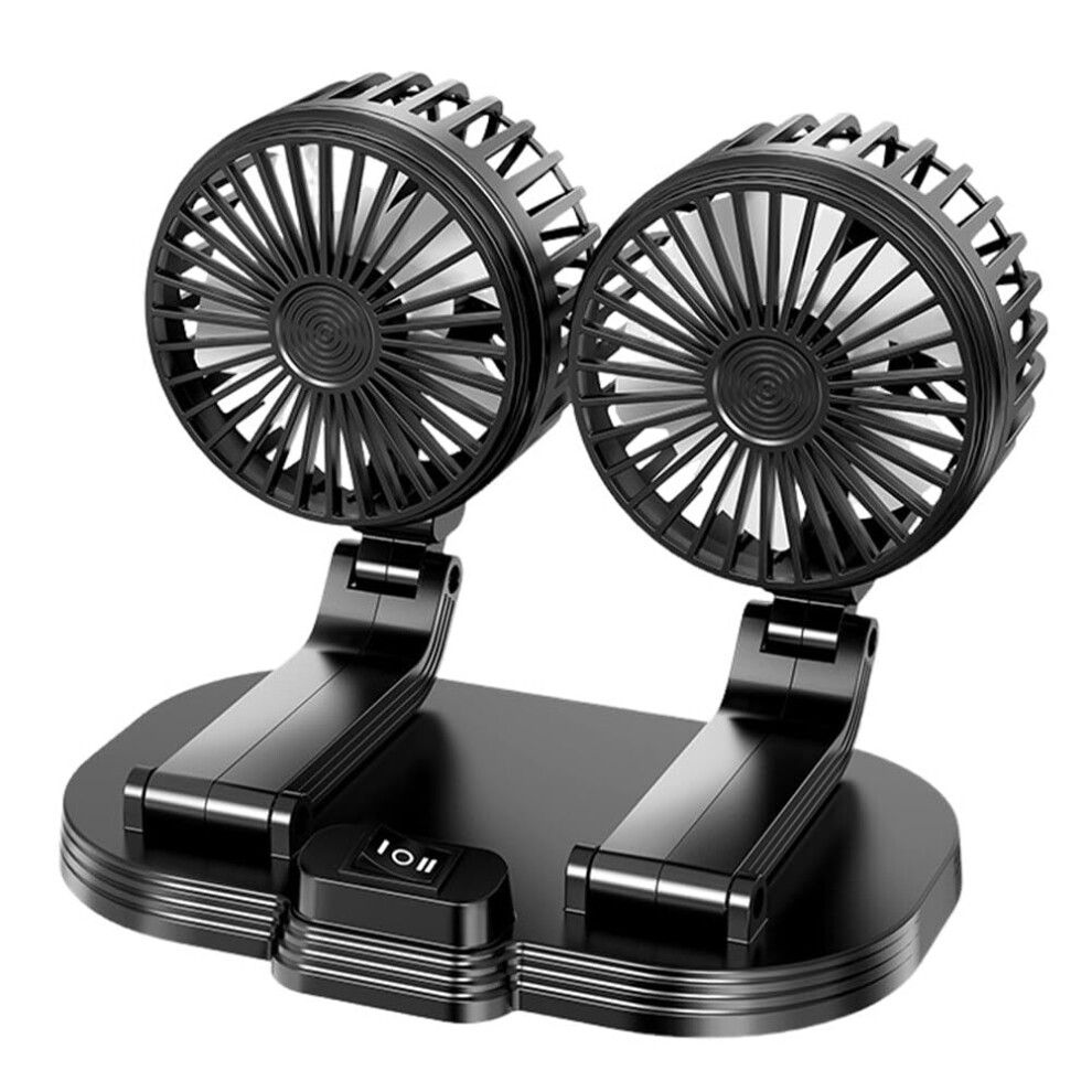 Car Fan Dual Head Electric Vehicle Mounted Usb,360 Rotation 2 Speeds 820064753335