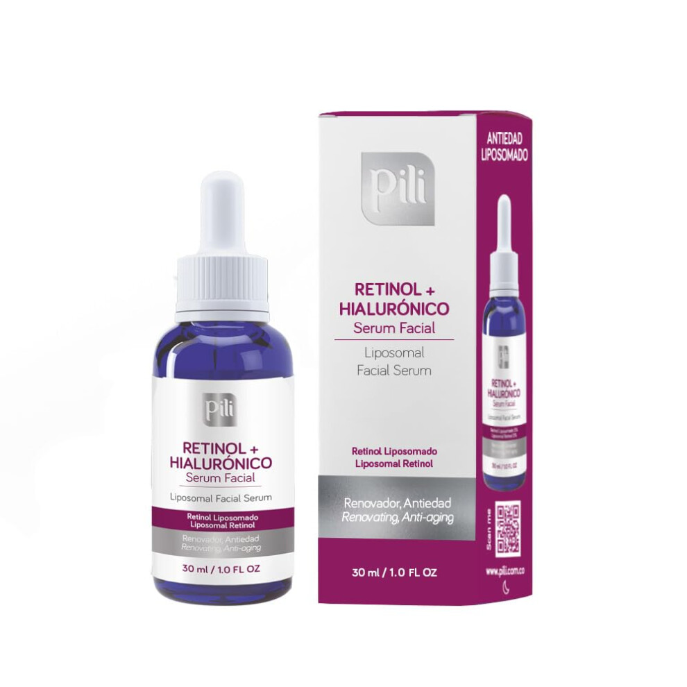 Pili Retinol Serum For Face & Neck With Hyaluronic Acid - Anti-Aging Wrinkle Reduction Firming & Hydrating Serum - Collagen Boosting Rejuvenat