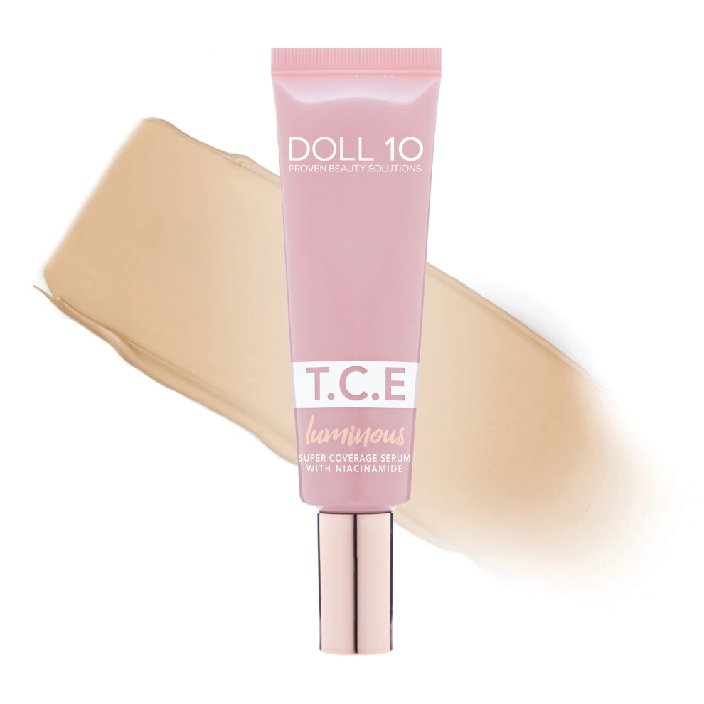 Doll 10 No. Doll 10 Tce Luminous Super Coverage Serum With Niacinamide - Full Coverage Tinted Foundation Makeup (Medium)