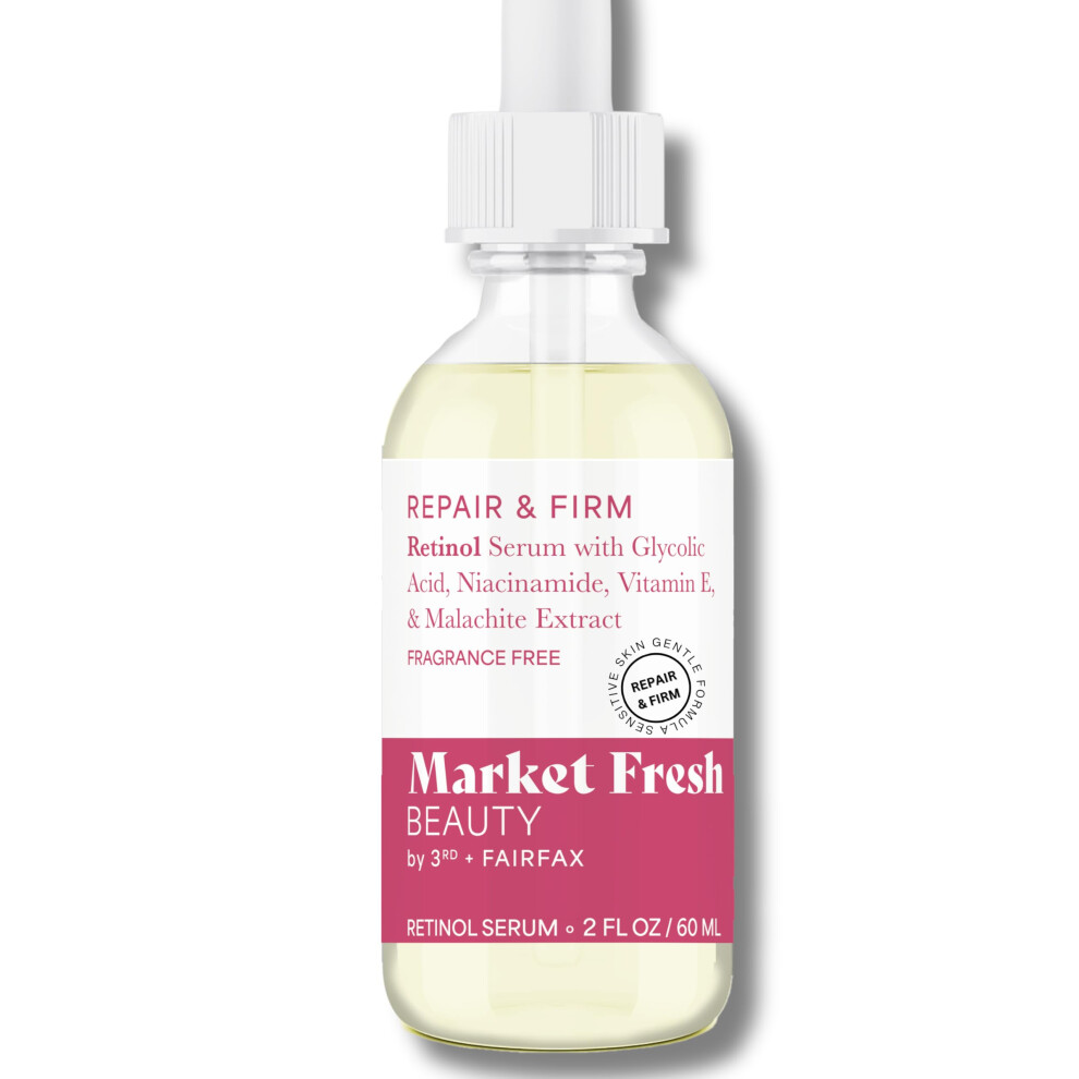 Market Fresh Beauty Retinol Repair & Firm Serum with Niacinamide  Glycolic  Ferulic Acid | Fragrance-Free | 2 fl oz-image-OPC-PHXPSTQ-NEW
