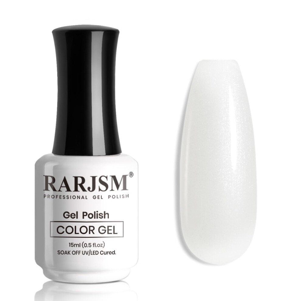 Rarjsm Milky White Gel Nail Polish With Glitter Silver Shimmer Pigment Jelly Cream White Nude Gel Polish Neutral Color 15Ml Sparkle Natural Color