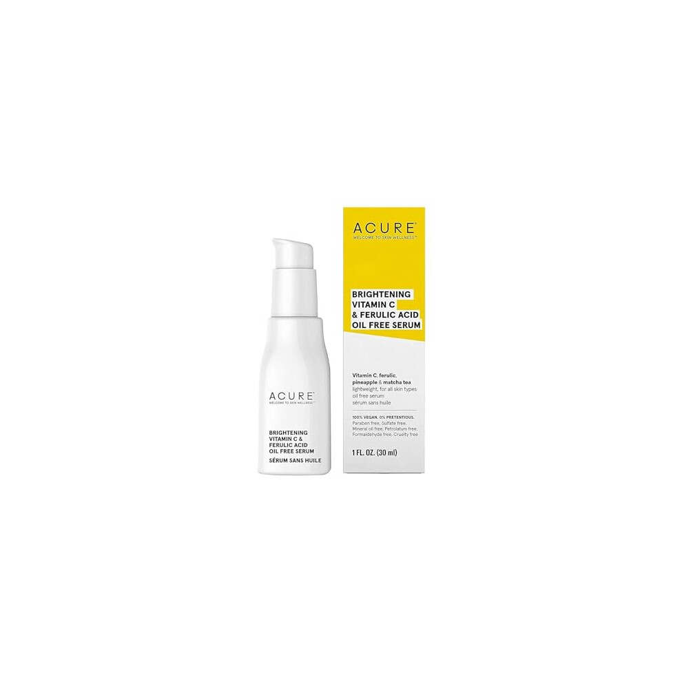 Acur Acure Face Brightening Vitamin C & Ferulic Acid Serum - Day & Night Oil Free Glowing Facial Serum - Vitamin C Ferulic Acid & Pineapple Extract F