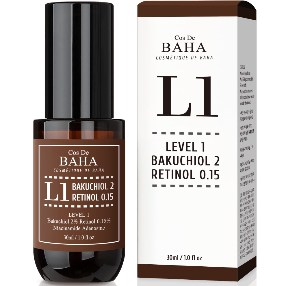 Cos De Baha Bakuchiol 2% Serum With Retinol For Face Anti-Aging Hyperpigmentation And Acne Flare-Ups 1 Fl Oz (30Ml)