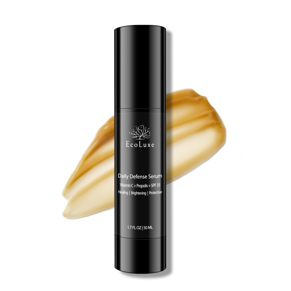 Ecoluxe Daily Defense Serum - Vitamin C + Propolis + Spf 35 - Correcting Complex For Anti Aging Antioxidant And Brightening To Evenly Tone And