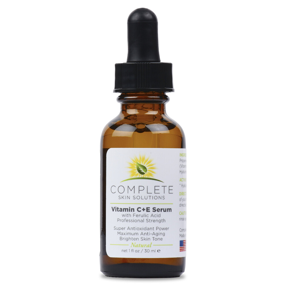 Complete Skin Soluti Natural Vitamin C E Serum With Ferulic And Hyaluronic Acid 1 Oz