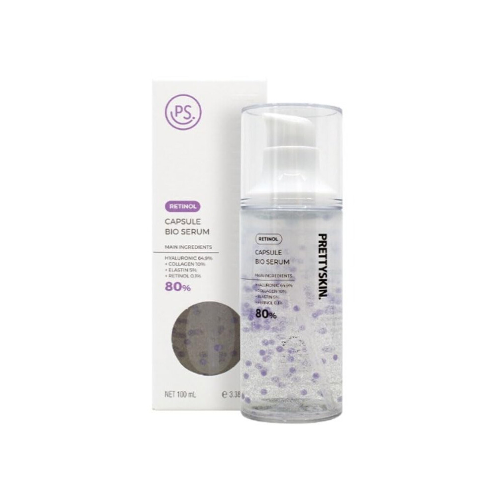Prettyskin Ps. Capsule Serum For Face-Main Ingredients 80%-Korean Skincare Serum 3.38Fl.oz.(100Ml) (Retinol)