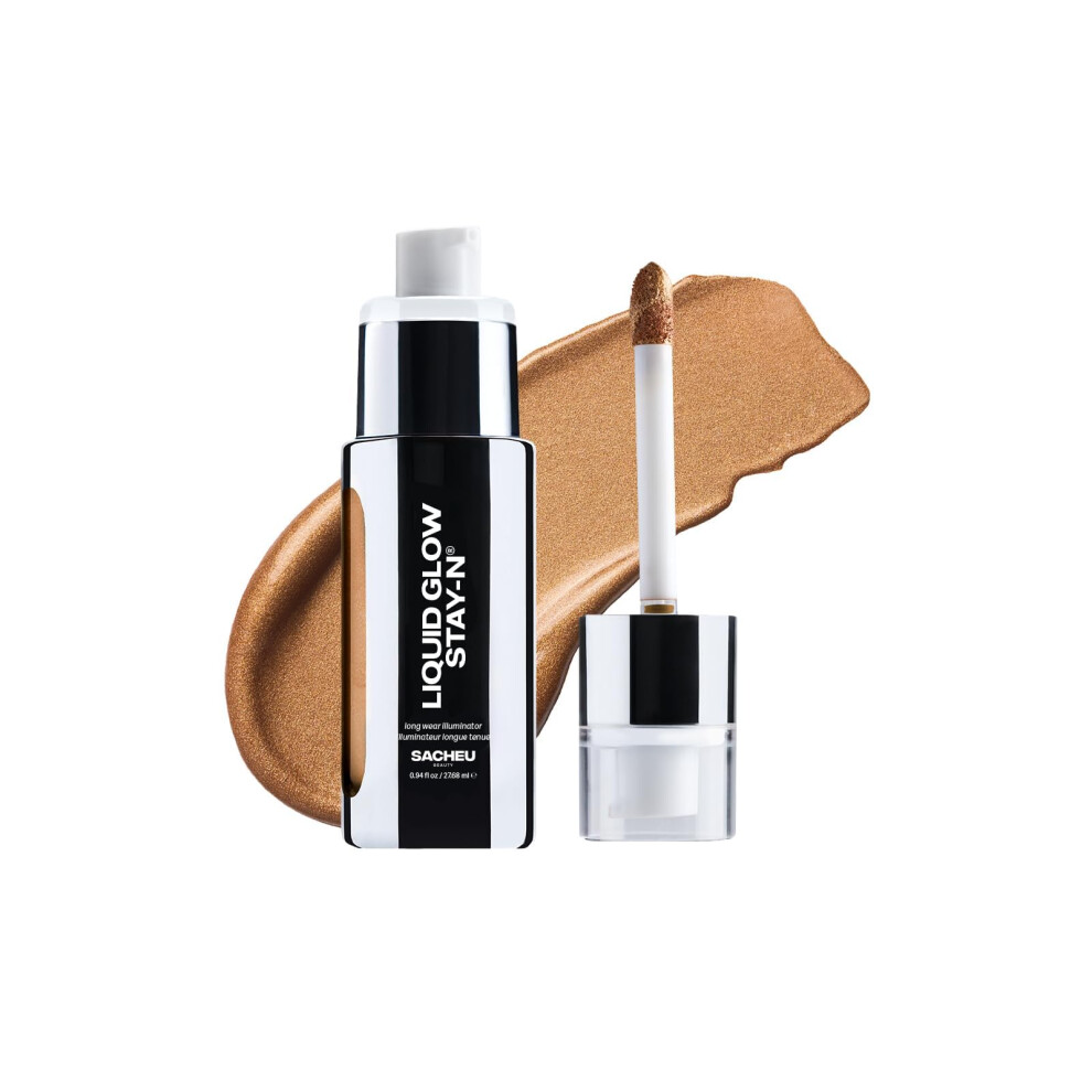Sacheu Liquid Glow Stay-N Liquid Highlighter & Illuminator Makeup - 30Ml Long Lasting Luminous Glow Lightweight Dewy Finish Sun Daze