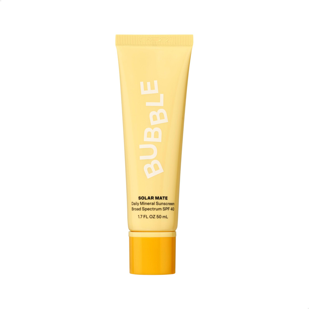 Bubble Skincare Blue/Light Solar Mate Mineral Face Sunscreen Broad Spectrum Spf 40 - Zinc Oxide Sunscreen With Protection & Ginseng Extract - Sheer, L
