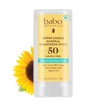 Babo Botanicals Super Shield SPF 50 Stick Sunier - 70% Ingredienti organici - Ossido di zinco naturale - Per tutte le et - NSF e certificato sicuro