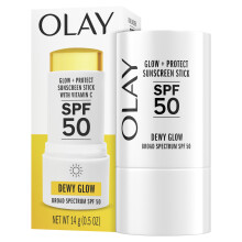 Tycinka na opalovn na oblicej Olay Glow & Protect SPF 50 Bez vune 0,5 OZ (14 G) Tycinka na opalovn Dewy Finish se irokospektrlnm opalovacm kr