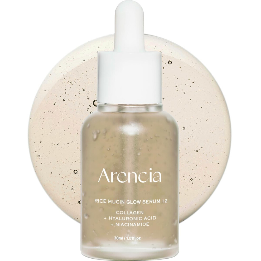 Arencia Rice Mucin Glow Serum Collagen + Hyaluronic Acid & Niacinamide 1.01 Fl Oz
