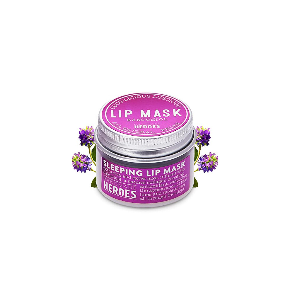 Handmade Heroes 100 Natural Vegan Sleeping Lip Mask By Bakuchiol Natural Lip Plumper Overnight Lip Moisturizer And Conditioner For Dry Lips In