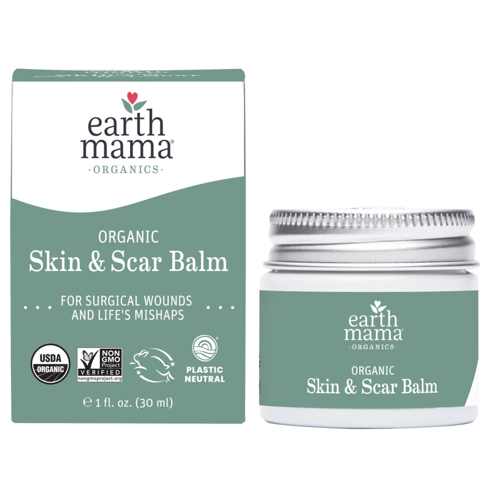 Earth Mama Cream Organic Skin & Scar Balm |C-Section Recovery Skin Care Pregnancy Stretch Mark Scar With Organic Jojoba Oil Tamanu Oil & Gotu K